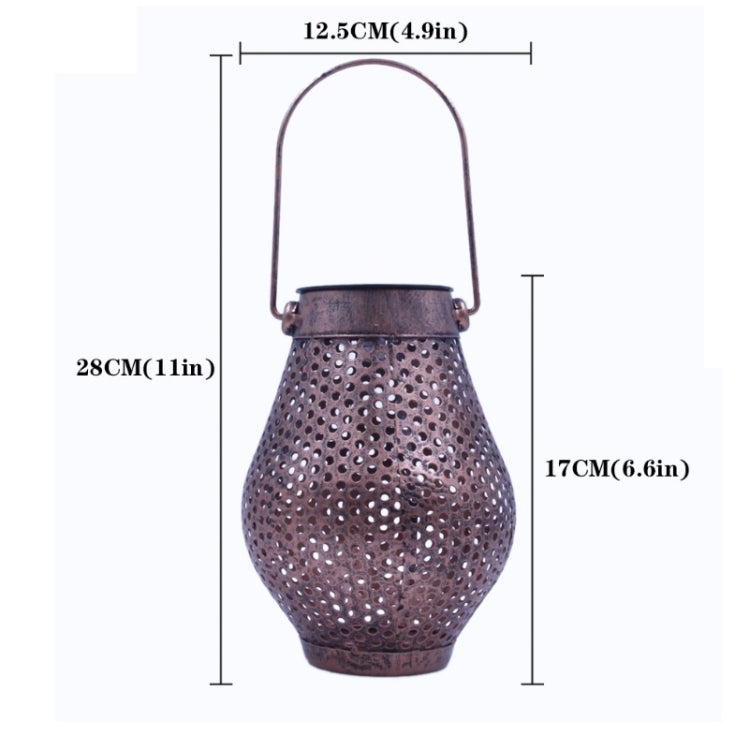 Outdoor Courtyard Wrought Iron LED Solar Portable Hollow Lantern(Silver) - Solar Lights by buy2fix | Online Shopping UK | buy2fix