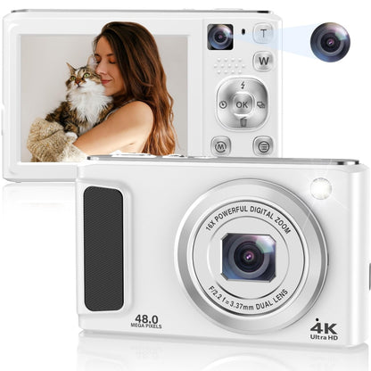 DC308 2.8-Inch 4K HD Front And Rear Dual-Camera 16X Zoom Digital Camera UK Plug(White) - Children Cameras by buy2fix | Online Shopping UK | buy2fix