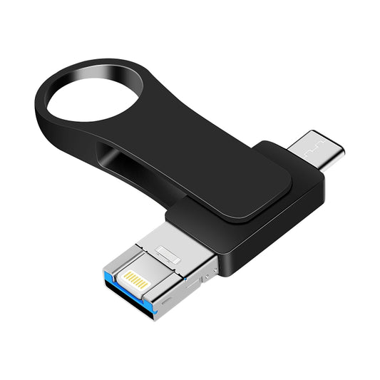 8GB USB 3.0 + 8 Pin + USB-C / Type-C 3 in 1 Mobile Computer Metal U-Disk(Black) - U Disk & Card Reader by buy2fix | Online Shopping UK | buy2fix