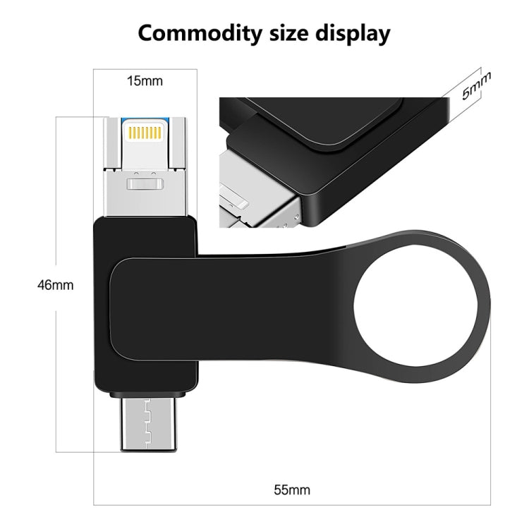 64GB USB 3.0 + 8 Pin + USB-C / Type-C 3 in 1 Mobile Computer Metal U-Disk(Silver) - U Disk & Card Reader by buy2fix | Online Shopping UK | buy2fix