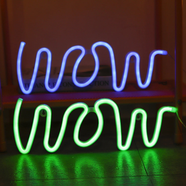 WOW Shape LED Neon Light Wall Hanging Bar Atmosphere Lights(Warm Light) - Holiday Lights by buy2fix | Online Shopping UK | buy2fix