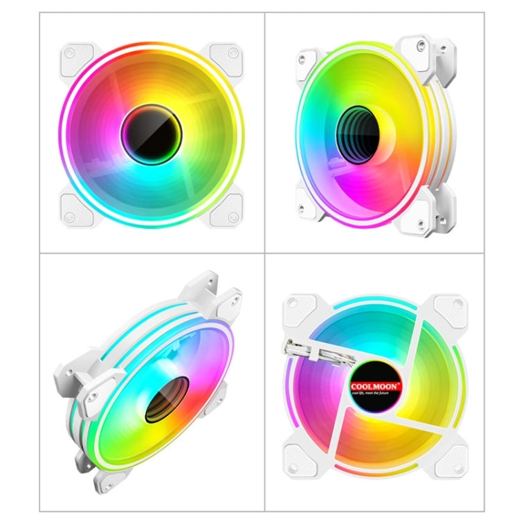 COOLMOON 12cm Infinity Lens Computer Cooling Fan PWM ARGB Chassis Cooling Fan(White) - Fan Cooling by COOLMOON | Online Shopping UK | buy2fix