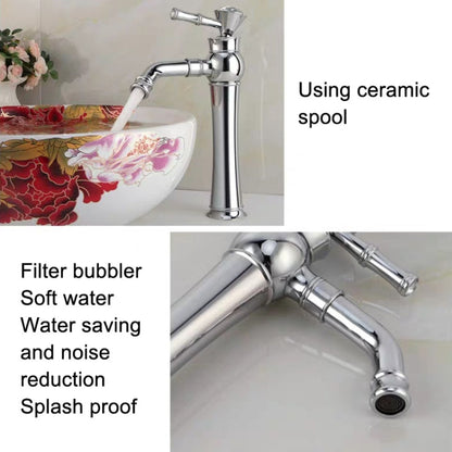 All Bronze Bathroom Basin Hot And Cold Water Faucet, Style: Electroplated Short Model - Faucets & Accessories by buy2fix | Online Shopping UK | buy2fix