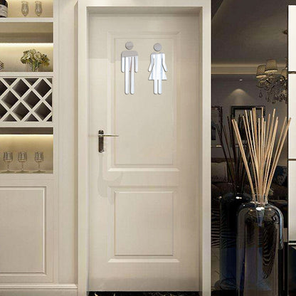 2 PCS 20cm 3D DIY Man & Woman Toilet Sticker WC Door Sign Decals Toilet Signs(Black) - Ornaments by buy2fix | Online Shopping UK | buy2fix