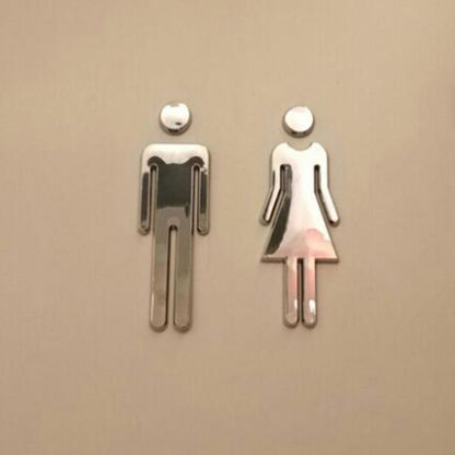 2 PCS 12cm Toilet /Bathroom /Restroom /WC Door Wall Sign Signage - Ornaments by buy2fix | Online Shopping UK | buy2fix