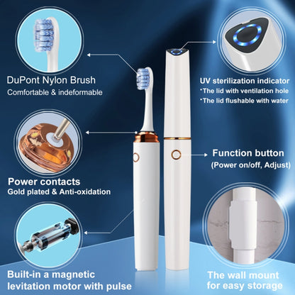 HT10 Smart UV Sterilization Sonic Electric Toothbrush Portable Travel Electric Toothbrush(White) - Toothbrushes by buy2fix | Online Shopping UK | buy2fix