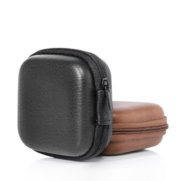 Retro Leather USB Data Cable Storage Bag Earphone Headset Case Pouch Box(Black) - Digital Storage Bag by buy2fix | Online Shopping UK | buy2fix