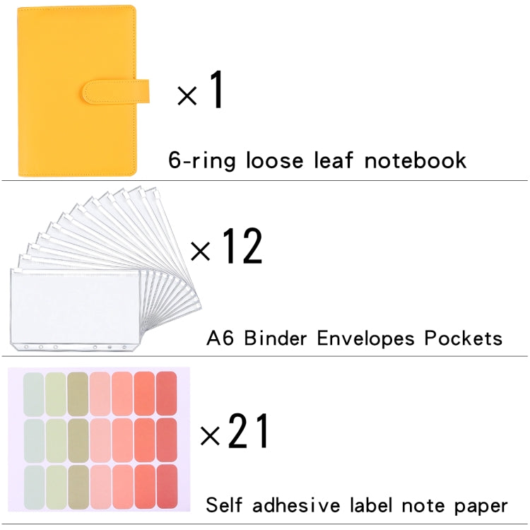 A6 Macaron Notebook PU Loose-leaf Cash Budget Handbook(Yellow) - Notebooks by buy2fix | Online Shopping UK | buy2fix