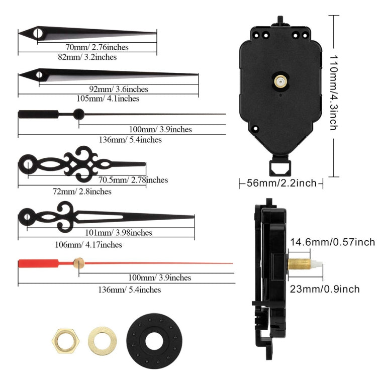 Shaft Length 23mm Quartz Pendulum Clock Movement DIY Movement Kits - DIY Clocks by buy2fix | Online Shopping UK | buy2fix