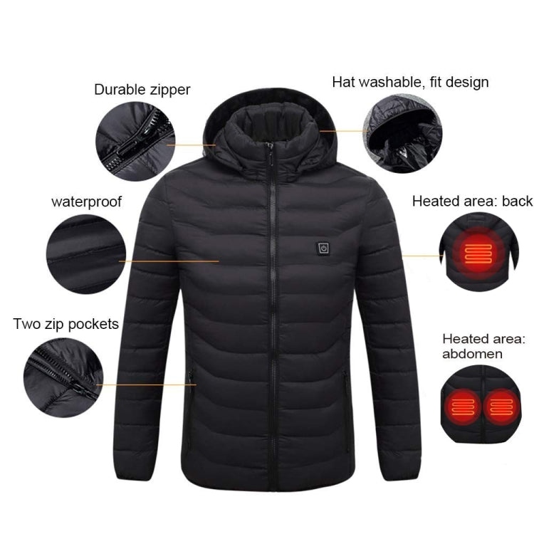 19 Zone 4 Control Blue USB Winter Electric Heated Jacket Warm Thermal Jacket, Size: L - Down Jackets by buy2fix | Online Shopping UK | buy2fix