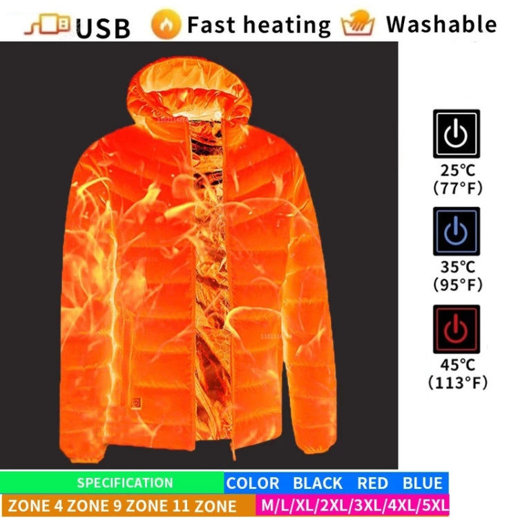 19 Zone 4 Control Blue USB Winter Electric Heated Jacket Warm Thermal Jacket, Size: XXXXL - Down Jackets by buy2fix | Online Shopping UK | buy2fix