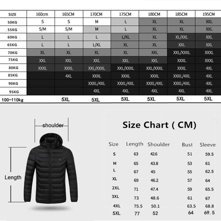 11 Zone Double Control Black USB Winter Electric Heated Jacket Warm Thermal Jacket, Size: L - Down Jackets by buy2fix | Online Shopping UK | buy2fix