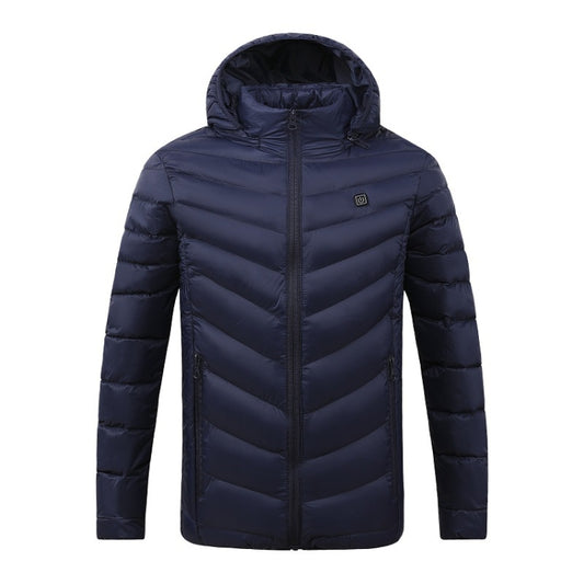 4 Zone Blue USB Winter Electric Heated Jacket Warm Thermal Jacket, Size: XXXL - Down Jackets by buy2fix | Online Shopping UK | buy2fix