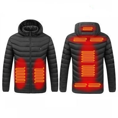9 Zone Black USB Winter Electric Heated Jacket Warm Thermal Jacket, Size: M - Down Jackets by buy2fix | Online Shopping UK | buy2fix