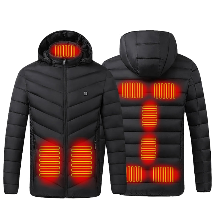 9 Zone Double Control Black USB Winter Electric Heated Jacket Warm Thermal Jacket, Size: XXXXL - Down Jackets by buy2fix | Online Shopping UK | buy2fix