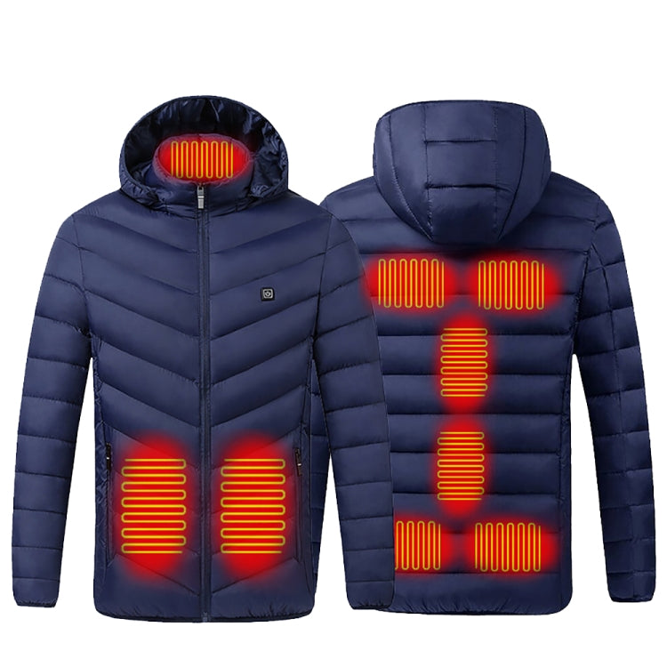 9 Zone Double Control Blue USB Winter Electric Heated Jacket Warm Thermal Jacket, Size: XXL - Down Jackets by buy2fix | Online Shopping UK | buy2fix