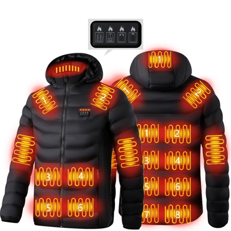 19 Zone 4 Control Black USB Winter Electric Heated Jacket Warm Thermal Jacket, Size: XXL - Down Jackets by buy2fix | Online Shopping UK | buy2fix