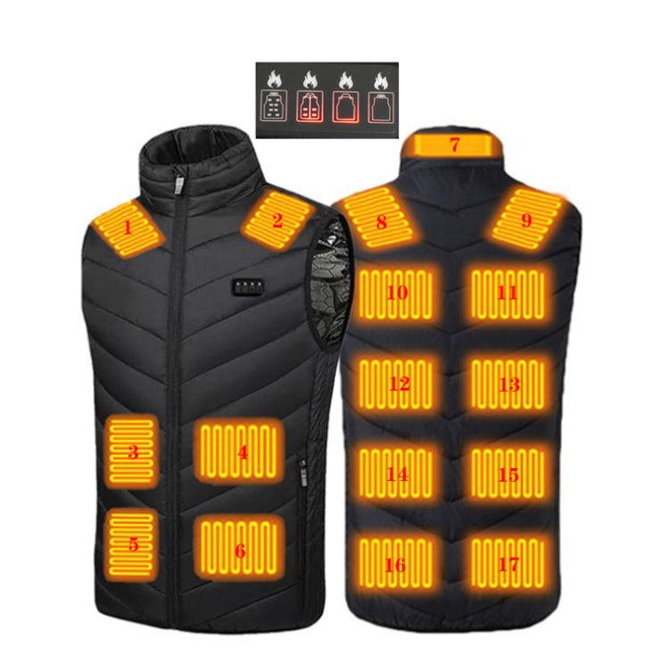 17 Area  4 Control Black USB Electric Heating Undershirt Intelligent Warm Vest(L) - Down Jackets by buy2fix | Online Shopping UK | buy2fix