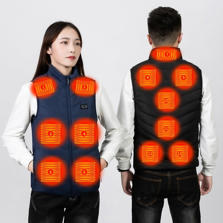 11 Area Double Control Blue USB Electric Heating Undershirt Intelligent Warm Vest(6XL) - Down Jackets by buy2fix | Online Shopping UK | buy2fix