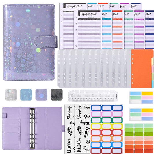 A6 PU Babysbreath Loose-leaf Notebook Cash Budget Book(Purple) - Notebooks by buy2fix | Online Shopping UK | buy2fix