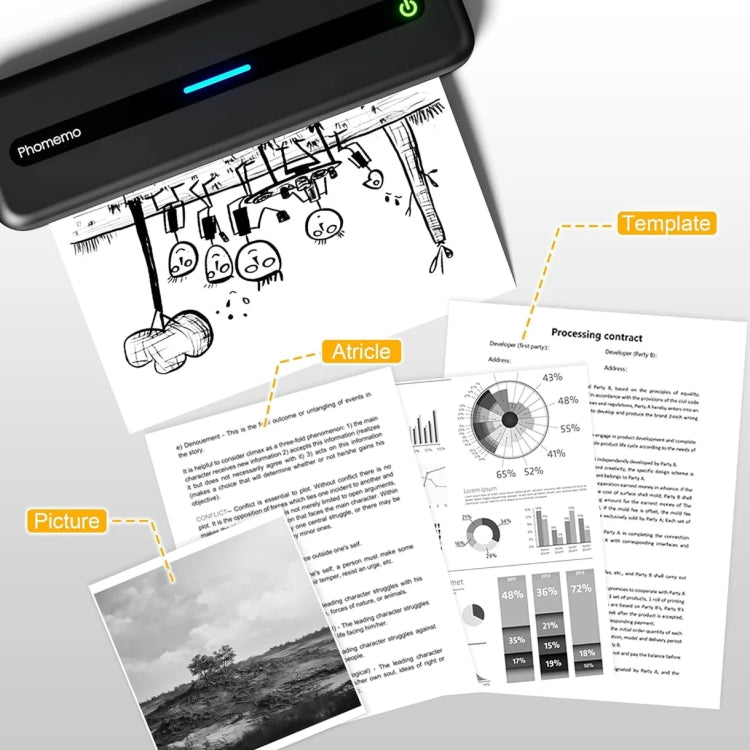 Phomemo M832 300dpi Wireless Thermal Portable Printer, Size: A4 Version(Gray) - Printer by Phomemo | Online Shopping UK | buy2fix