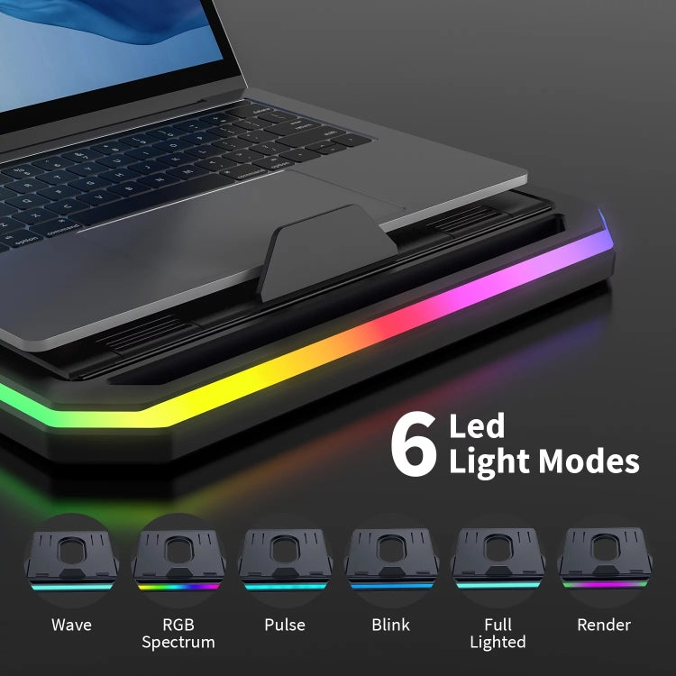 Laptop Stand with RGB Lighting 9-Level Adjustable Notebook Stand(Black) - Laptop Stand by buy2fix | Online Shopping UK | buy2fix