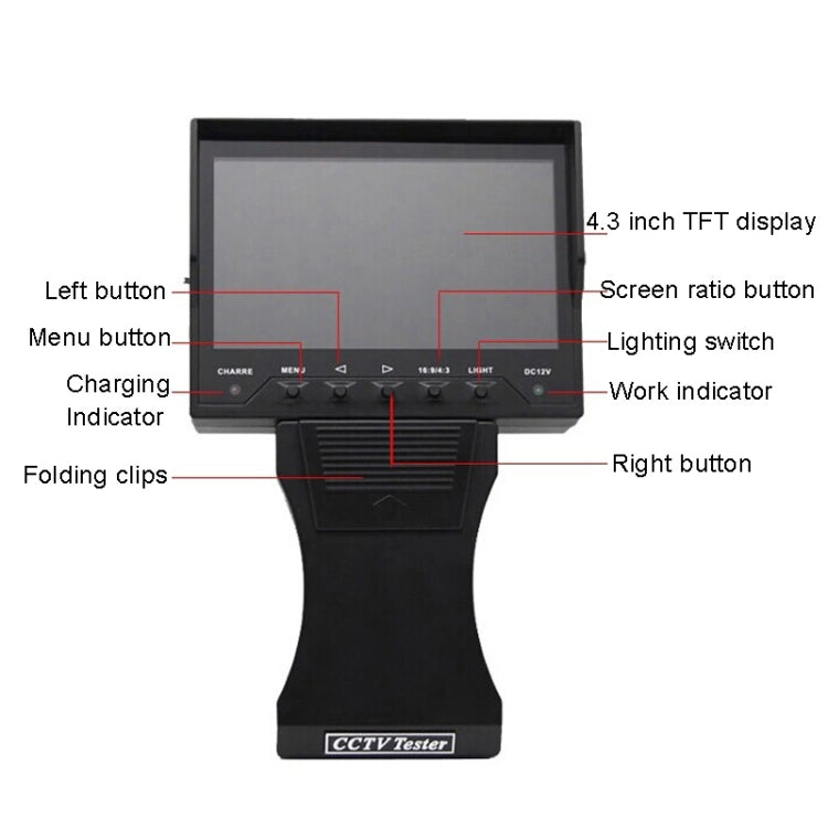 JSK-4300B 4.3 inch Handheld 12V Output Network Cable Monitoring Tester(With UK Plug Power Adapter) - Other Tools by buy2fix | Online Shopping UK | buy2fix