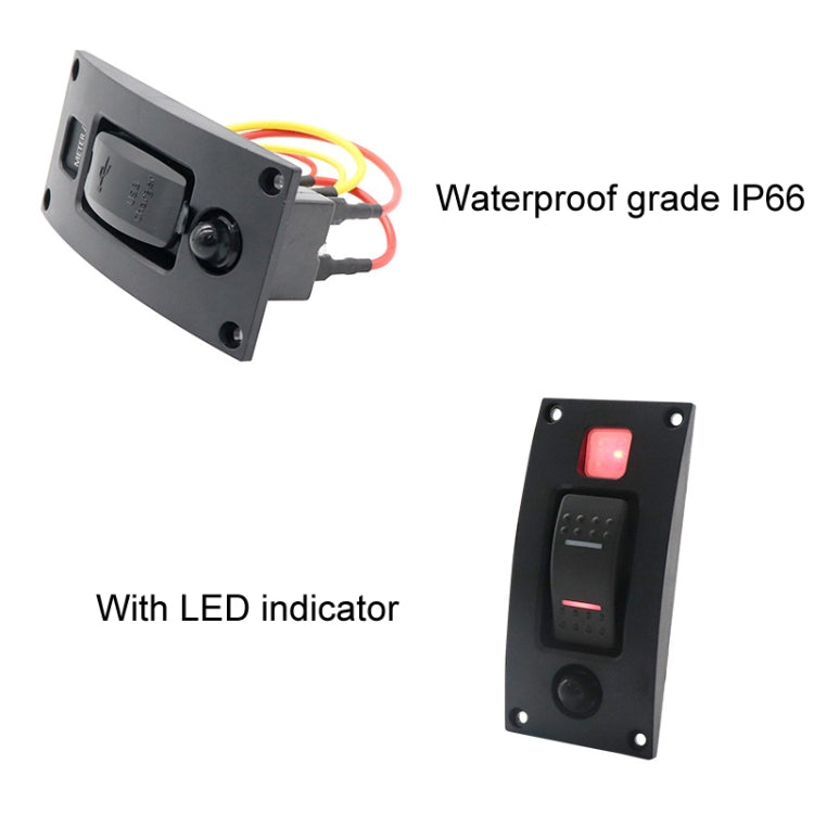 Marine Self-Locking Resetting Switch With Overload Protection Indicator Light Square 5V 3.4A Car Charging Panel - Marine Accessories & Parts by buy2fix | Online Shopping UK | buy2fix