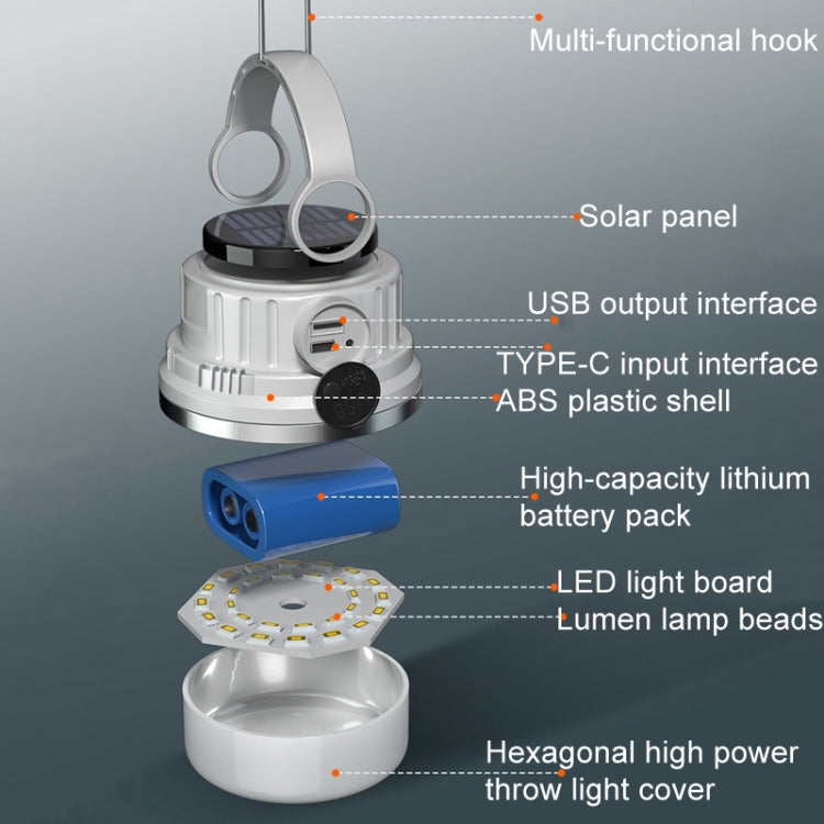 M10 Solar Tent Light With Portable Power Supply Handheld Camping Light Outdoor Vintage Mood Lights(Gray) - Camping Lighting by buy2fix | Online Shopping UK | buy2fix