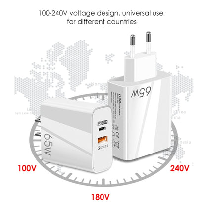 A502 65W USB-C/Type-C+USB Dual Port GaN Charger QC3.0 Laptop Universal Charger UK Plug White - USB Charger by buy2fix | Online Shopping UK | buy2fix