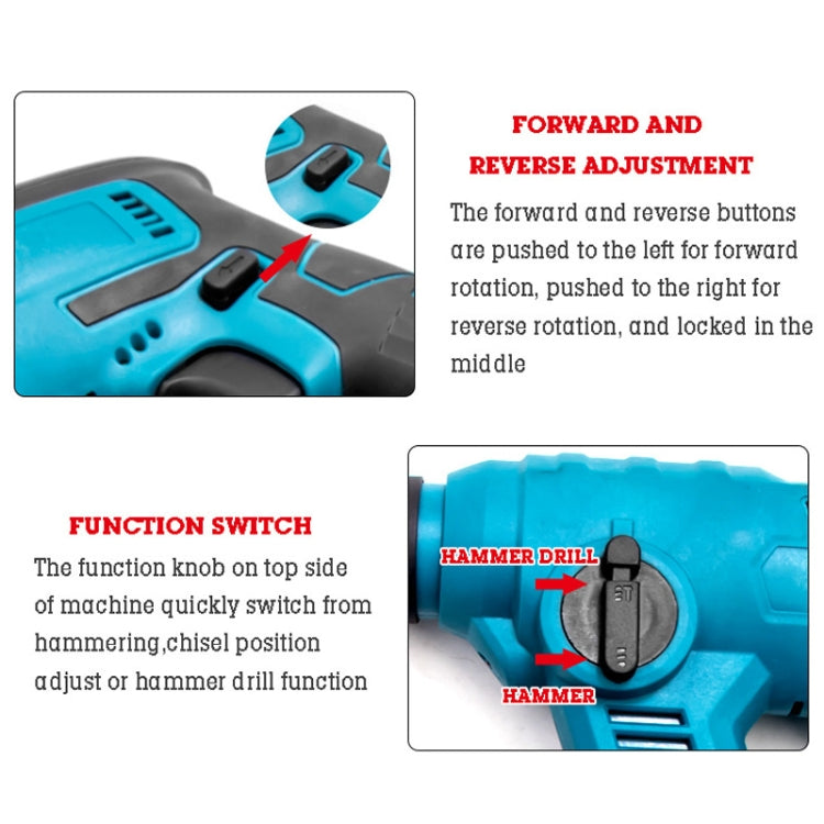 HILDA 12pcs /Set Li-Ion Power Hammer Electrical Impact Drill, Model: 2 Battery+1 Charger EU Plug - Drill & Drill Bits by HILDA | Online Shopping UK | buy2fix