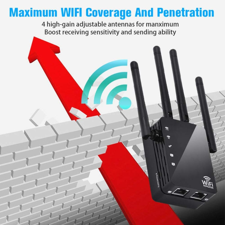 5G/2.4G 1200Mbps WiFi Range Extender WiFi Repeater With 2 Ethernet Ports EU Plug White - Broadband Amplifiers by buy2fix | Online Shopping UK | buy2fix