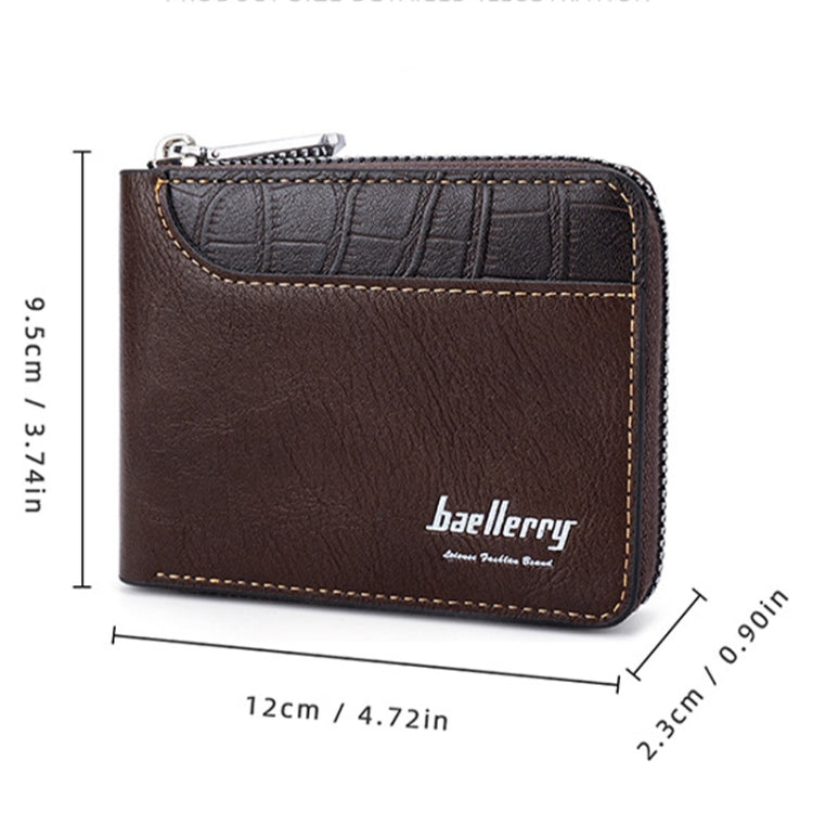 Baellerry D5101 RFID Anti-theft Spliced Short Wallet Retro Multi-card Zipper Coin Purse(Coffee) - Antimagnetic RFID Package by Baellerry | Online Shopping UK | buy2fix