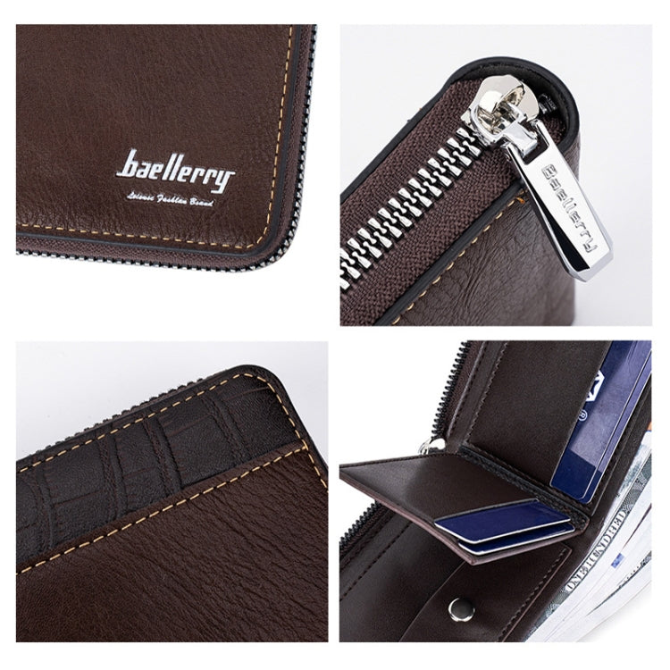 Baellerry D5101 RFID Anti-theft Spliced Short Wallet Retro Multi-card Zipper Coin Purse(Black) - Antimagnetic RFID Package by Baellerry | Online Shopping UK | buy2fix