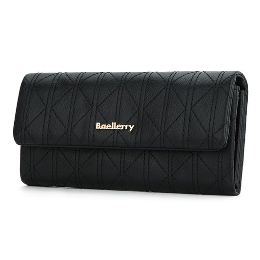 Baellerry N8918 Ladies Long Large Capacity Wallet Magnetic Buckle Clutch Phone Bag(Black) - Handbags by Baellerry | Online Shopping UK | buy2fix