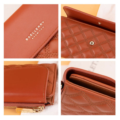 Baellerry N2403 Ladies Long Wallet with Multiple Card Slots Large Capacity Tri-fold Clutch Bag, Color: Brown - Wallets by Baellerry | Online Shopping UK | buy2fix