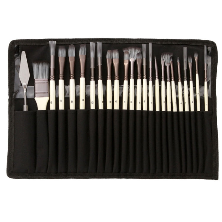 ZHU TING 24pcs /Set Nylon Bristle Paintbrush Set Painting Watercolor Brushes With Cloth Bag(White Rod) - Art Supplies by ZHU TING | Online Shopping UK | buy2fix