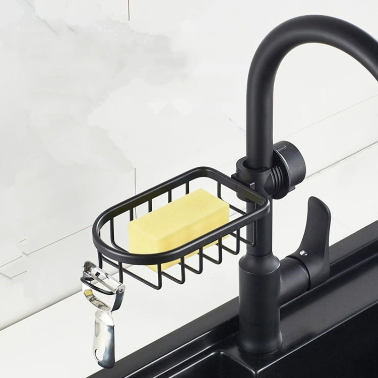 Kitchen Faucet Shelf No-Punch Sink Rag Drainage Basket Sponge Drainage Storage Rack, Style: C Black - Shelf by buy2fix | Online Shopping UK | buy2fix