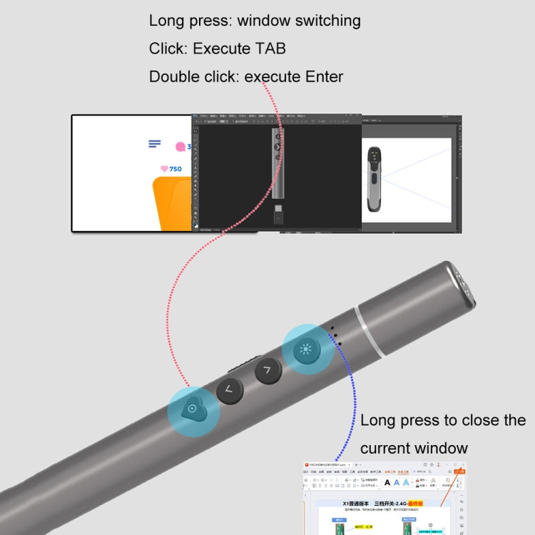 Conference Teaching Page Turning Pen Electronic Telescopic Pointer Laser Pointer PPT Wireless Presenter -  by buy2fix | Online Shopping UK | buy2fix