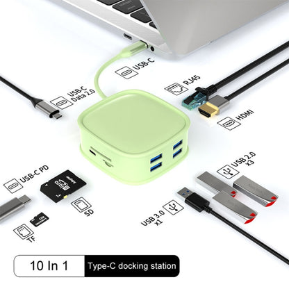 BS10H 10 In 1 Type-C Docking Station Multifunction USB Hub 100Gb Ethernet Port(Blue) - USB HUB by buy2fix | Online Shopping UK | buy2fix