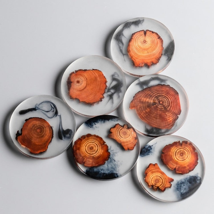 Resin Pine Spliced Insulated Tea Coaster Home Living Room Decoration Accessories, Spec: 6pcs Round - Insulation by buy2fix | Online Shopping UK | buy2fix