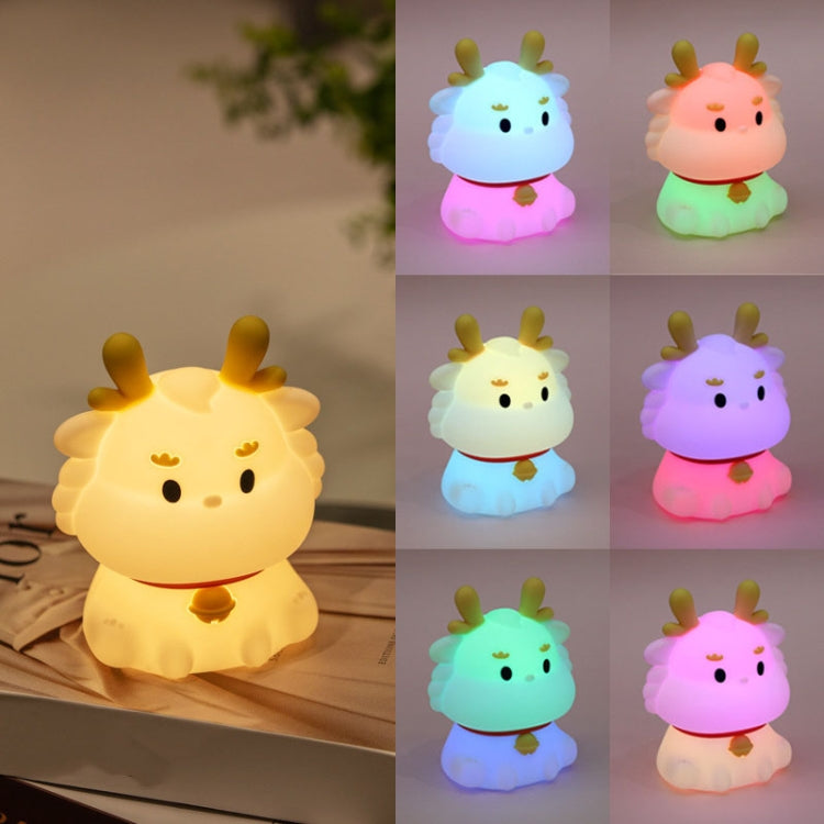 Dragon Silicone Sleeping Night Light Childrens Gift USB Rechargeable Ambient Lantern, Style: Pat Model(Colorful+Warm Yellow Light) - Night Lights by buy2fix | Online Shopping UK | buy2fix