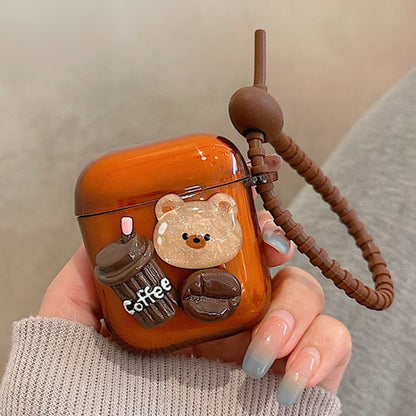 For AirPods Pro 2 Cartoon 3D Coffee Bear Headphones Case Protective Shell Cover - For AirPods Pro 2 by buy2fix | Online Shopping UK | buy2fix