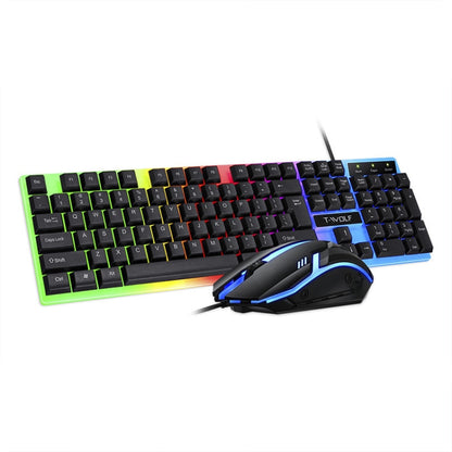 T-WOLF TF230 Colorful Light Effect Game Office Computer Wired Keyboard and Mouse Kit(White) - Wired Keyboard by T-WOLF | Online Shopping UK | buy2fix