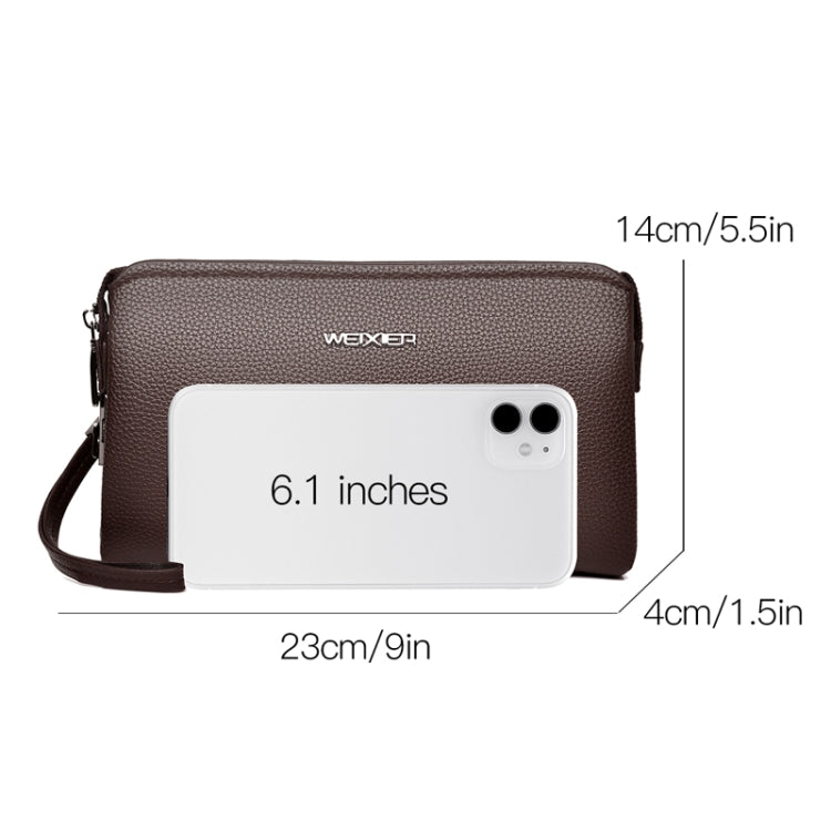 WEIXIER W125 Men Clutch Bag Password Zipper Business Phone Case(Brown) - Wallets by WEIXIER | Online Shopping UK | buy2fix