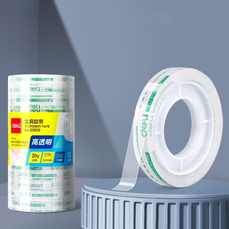 12 Rolls Width 0.8cm x Length 18.2m Deli Small High Viscosity Office Transparent Tape Student Stationery Tape - Tape & Solid glue by Deli | Online Shopping UK | buy2fix