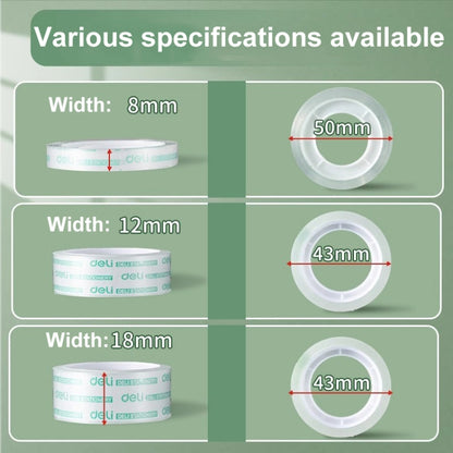 12 Rolls Width 0.8cm x Length 18.2m Deli Small High Viscosity Office Transparent Tape Student Stationery Tape - Tape & Solid glue by Deli | Online Shopping UK | buy2fix