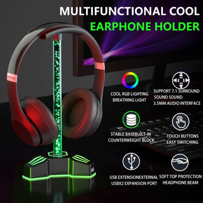 RGB Lighted Headphone Stand With Ambient Light USB Expansion Port Headphone Display Bracket, Style: Without 3.5mm Port - Headset Stand by buy2fix | Online Shopping UK | buy2fix