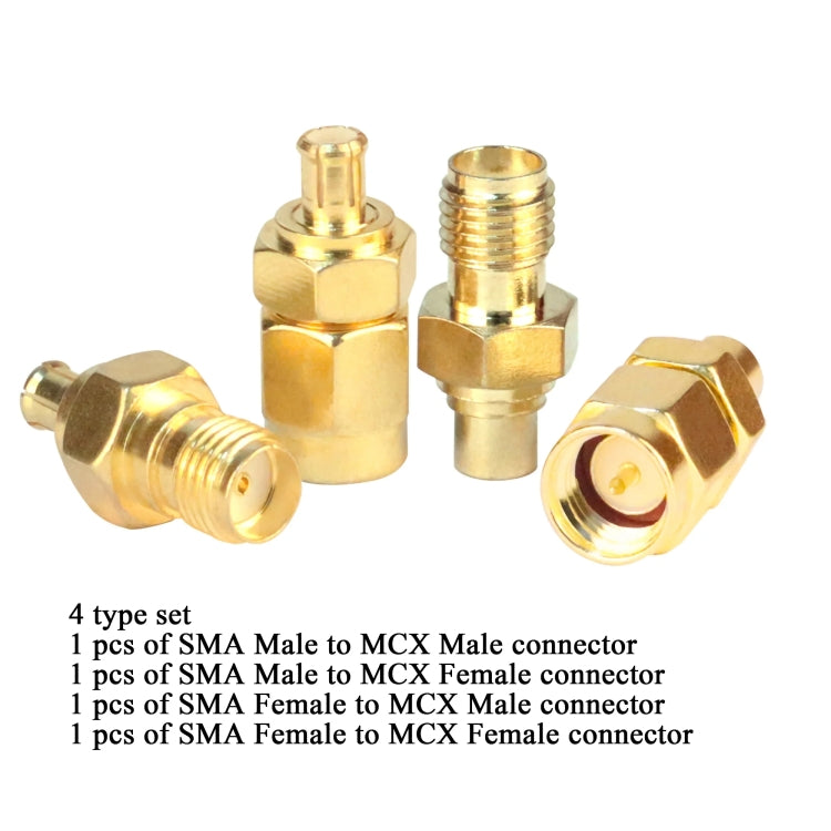 4pcs /Set SMA To MCX Connector Kit RF Coaxial Gold Plated Adapter - DVB-T & Simulation Antenna by buy2fix | Online Shopping UK | buy2fix