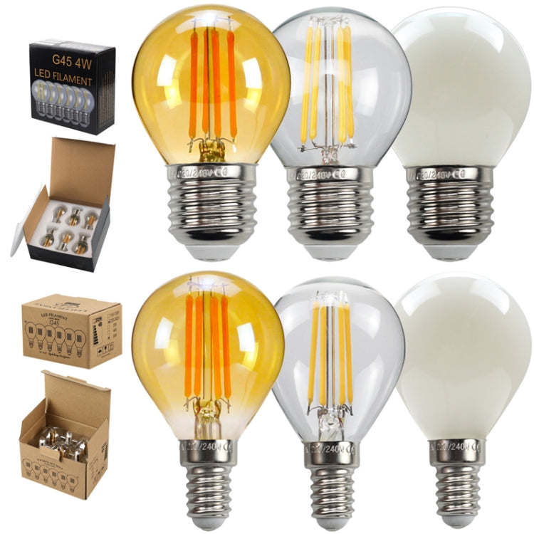 6pcs /Box G45 Bulb LED Lamp Fixture Illuminator Vintage Filament Lights, Style: Transparent Large Screw(220V 4W) - LED Blubs & Tubes by buy2fix | Online Shopping UK | buy2fix